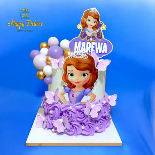 Sofia the First Birthday Cake | Happy Delices Sofia the First themed birthday cake with purple butterflies and princess decorations by Happy Delices