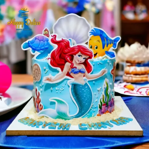 Mermaid themed birthday cake with underwater design and ocean details by Happy Delices