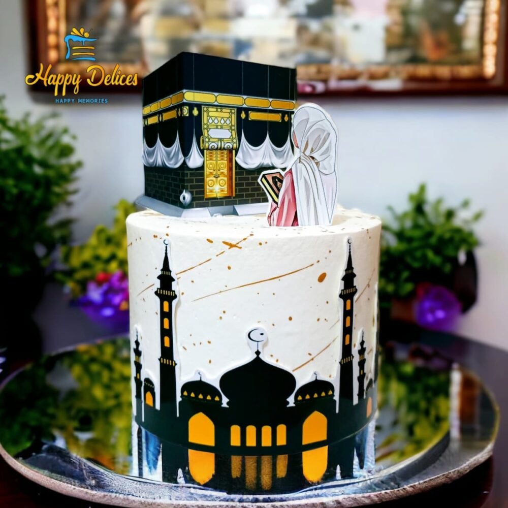 Elegant Islamic with Kaaba topper, mosque silhouette and gold accents by Happy Delices